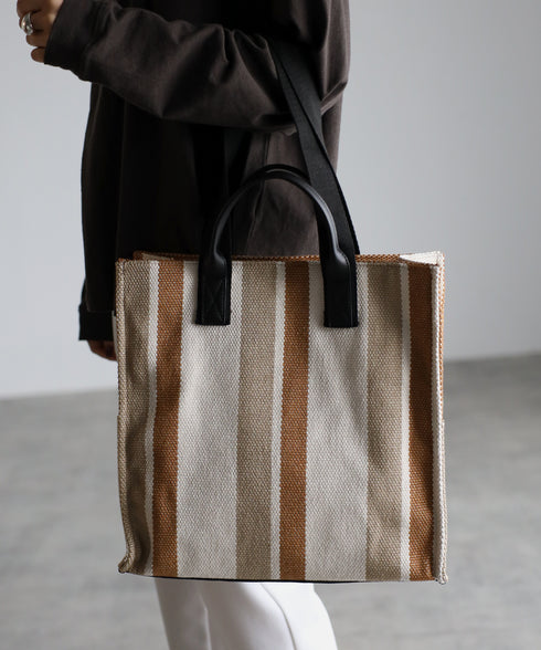 A4ダブルハンドルストライプトートバッグ 12-1074